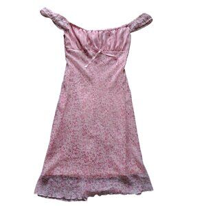 Vtg 90's Y2K Milkmaid Babydoll Floral Off-Shoulder Dress Bow 3/4 Hipnotix